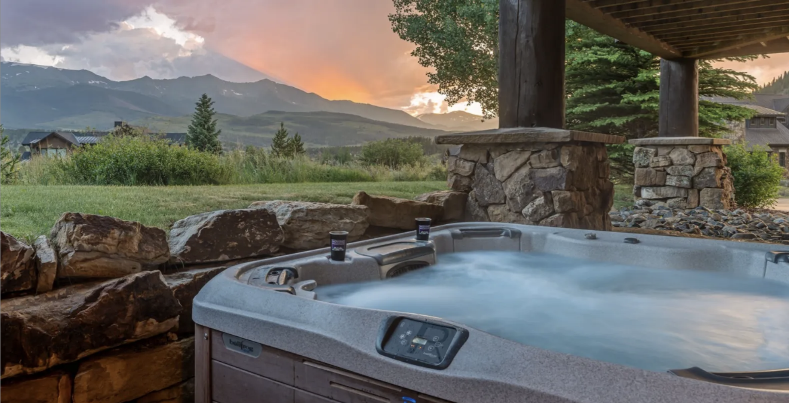 Private hot tub mountain views