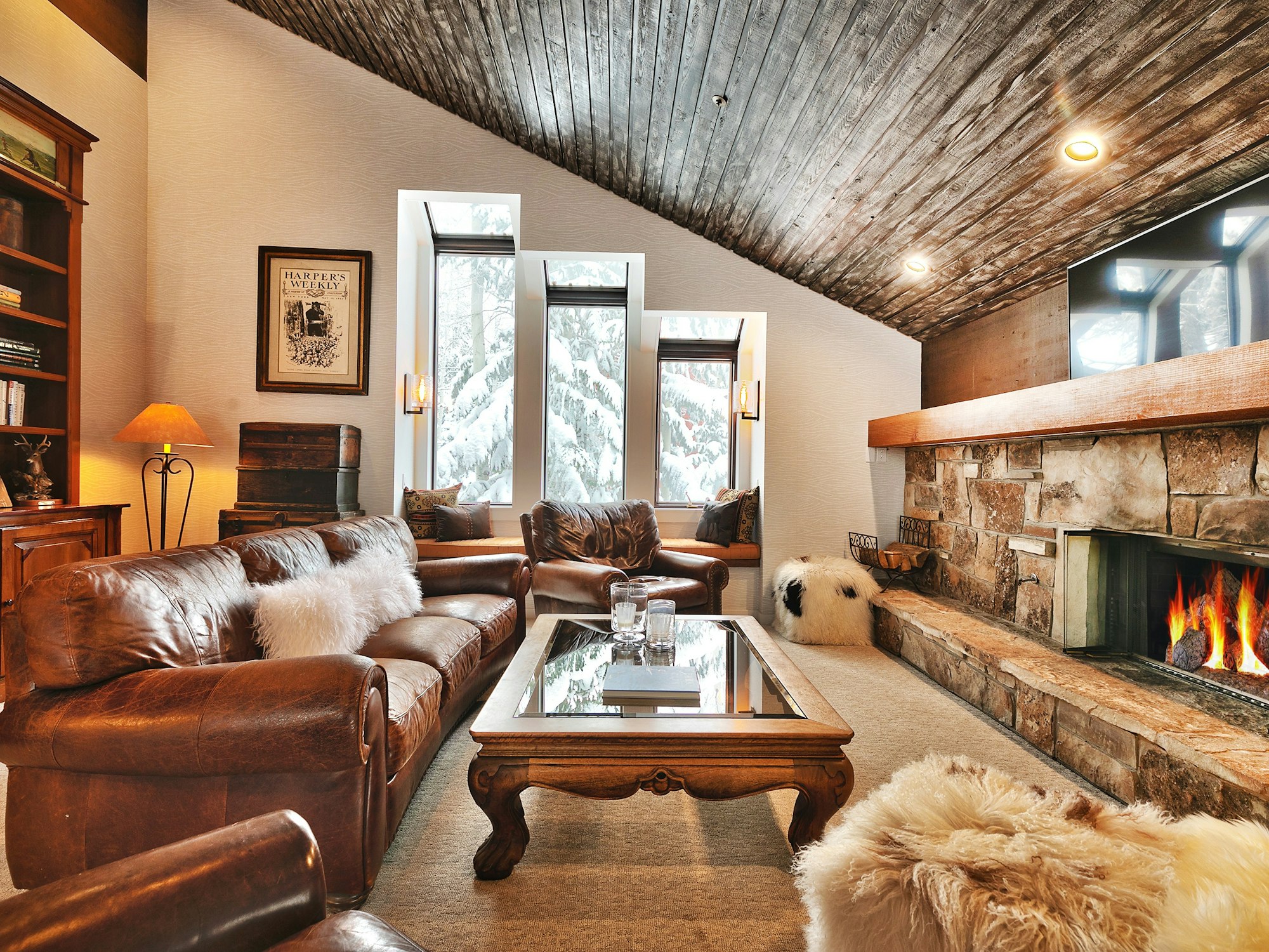 Cozy living room fireplace