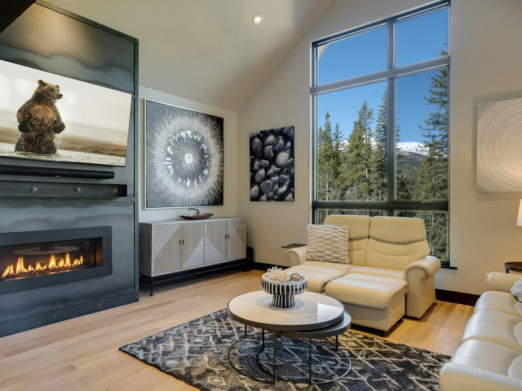 Luxury living room with mountain views